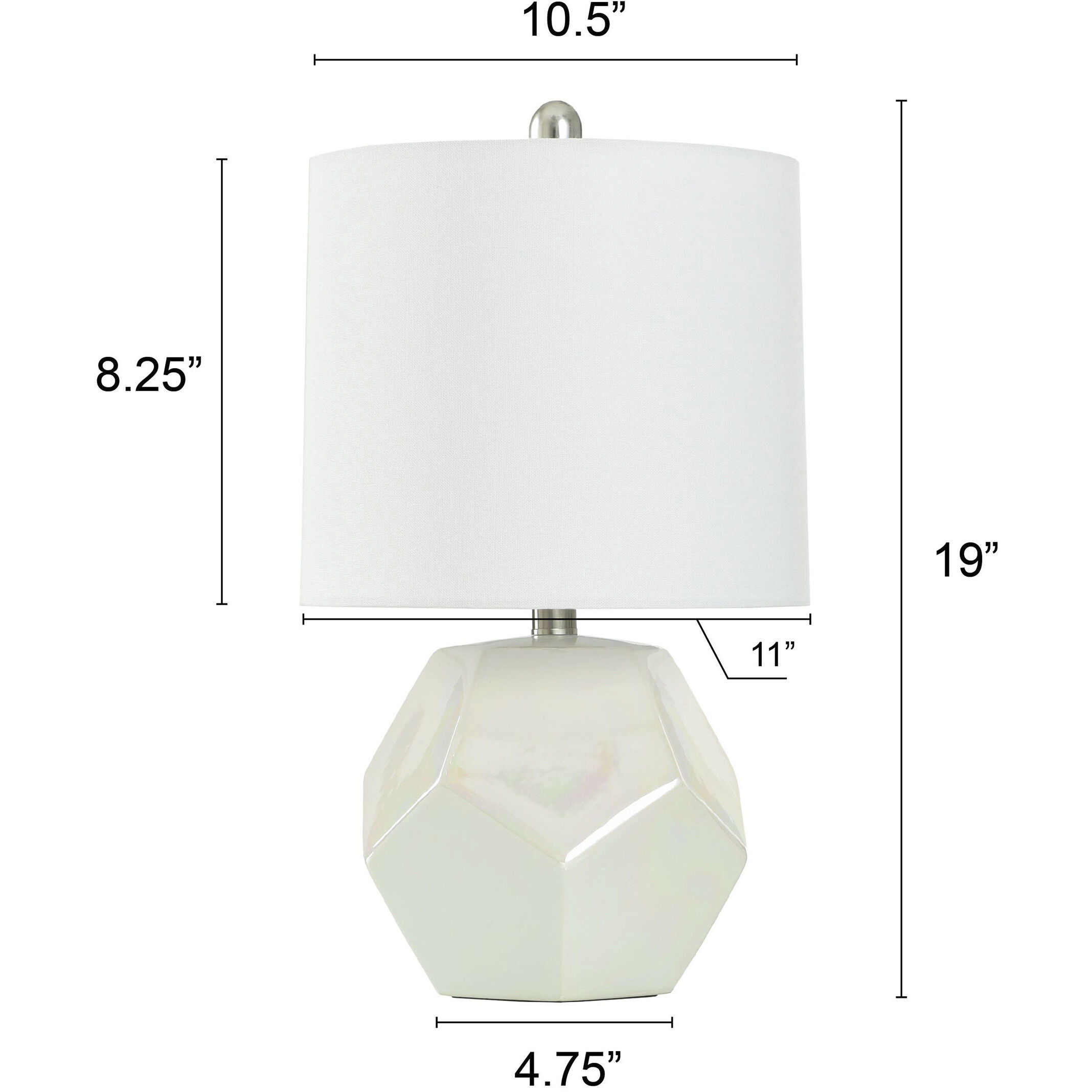 Prism Pearl 19 inch 60.00 watt Gloss White with Iridescent Pearl Glaze and Brussels White Table Lamp Portable Light