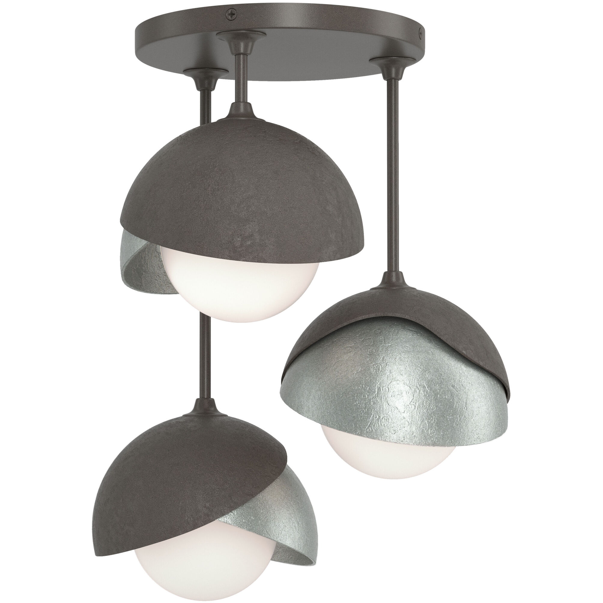 Brooklyn 3 Light 12 inch Dark Smoke and Vintage Platinum Semi-Flush Ceiling Light in Dark Smoke/Vintage Platinum