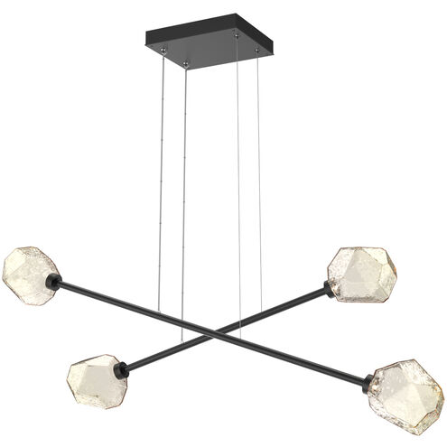 Gem LED Matte Black Linear Multi-Pendant Ceiling Light in Amber, 2700K LED, Double Moda
