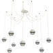 Cabochon LED 14.1 inch Salt White with White Marble Swag Multi-Pendant Ceiling Light in 3000K LED, Smoke