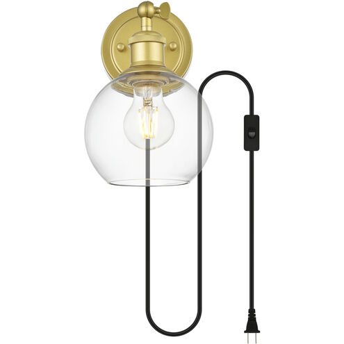 Wesson 1 Light 6 inch Brass Plug In Wall Sconce Wall Light