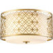 Ziggy 2 Light 16 inch Laquered Gold Flush Mount Ceiling Light in Lacquered Gold