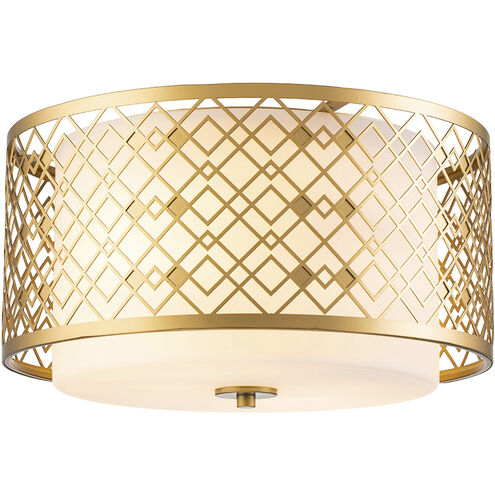 Ziggy 2 Light 16 inch Laquered Gold Flush Mount Ceiling Light in Lacquered Gold