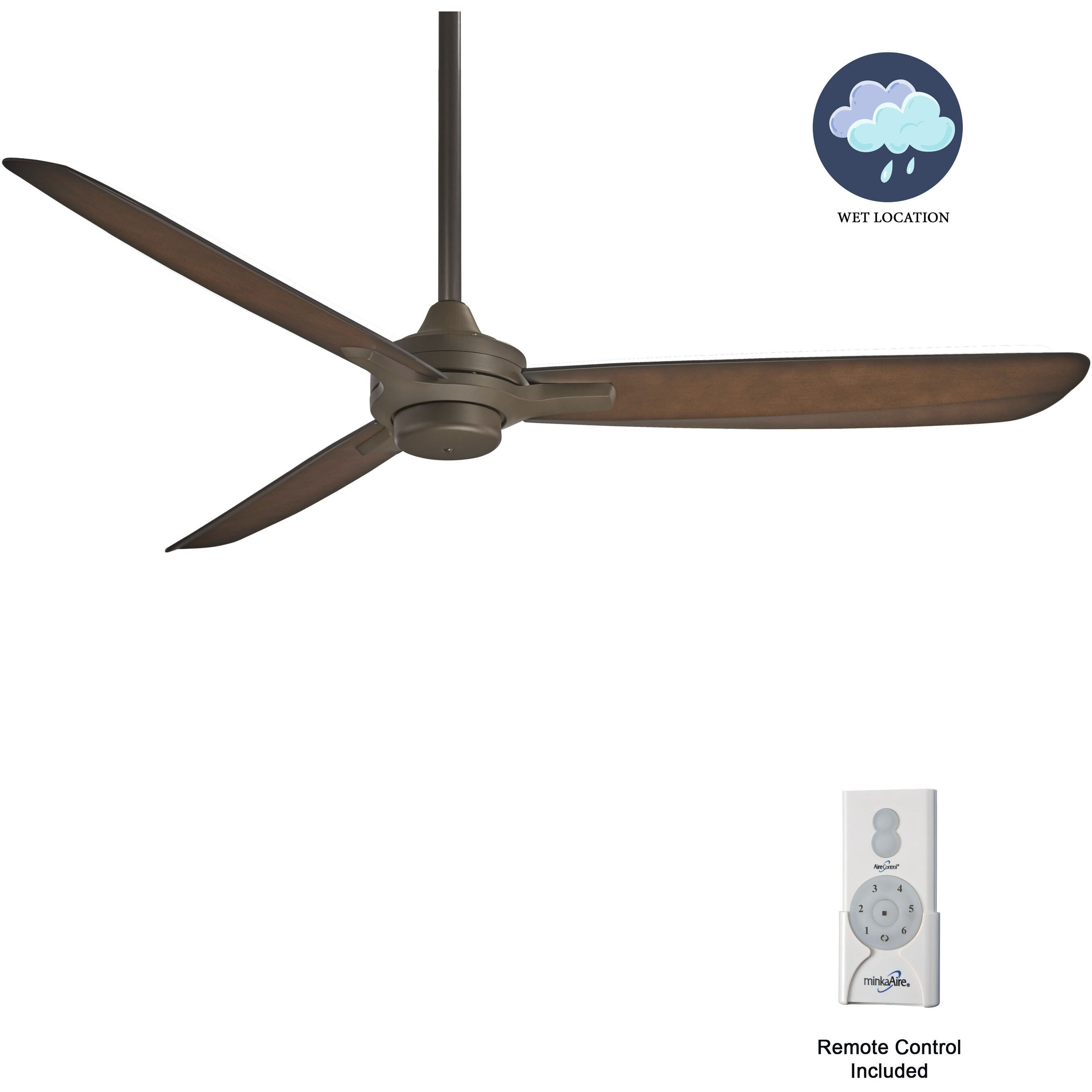 Rudolph Wet 60 inch Oil Rubbed Bronze Outdoor Ceiling Fan