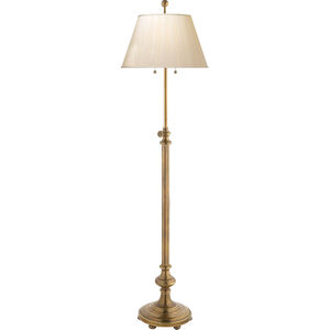 Chapman & Myers Overseas 47 inch 60.00 watt Antique-Burnished Brass Adjustable Club Floor Lamp Portable Light in Silk Pleat