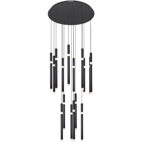 Flute LED 24 inch Black Chandelier Ceiling Light