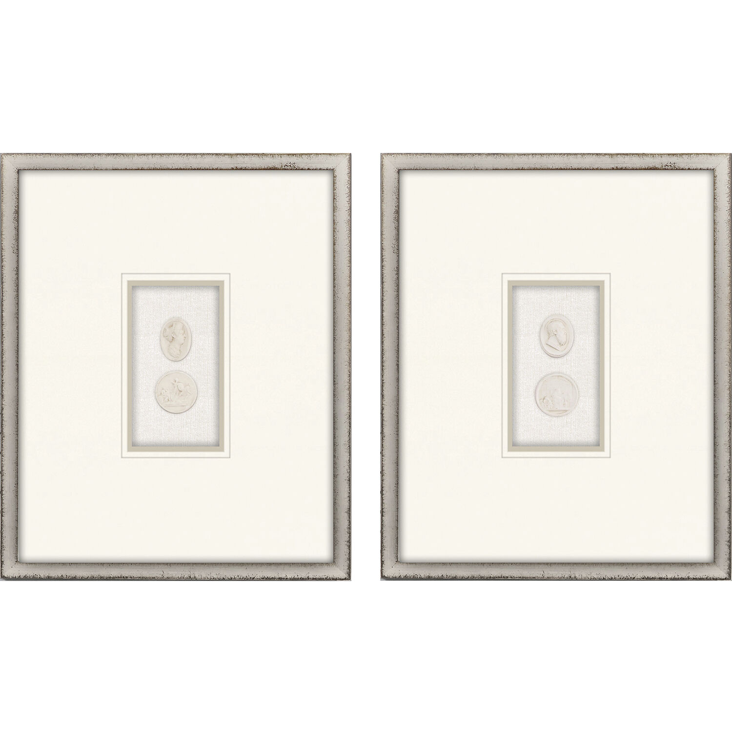 Portrait Intaglio Beige and Neutral Framed Art