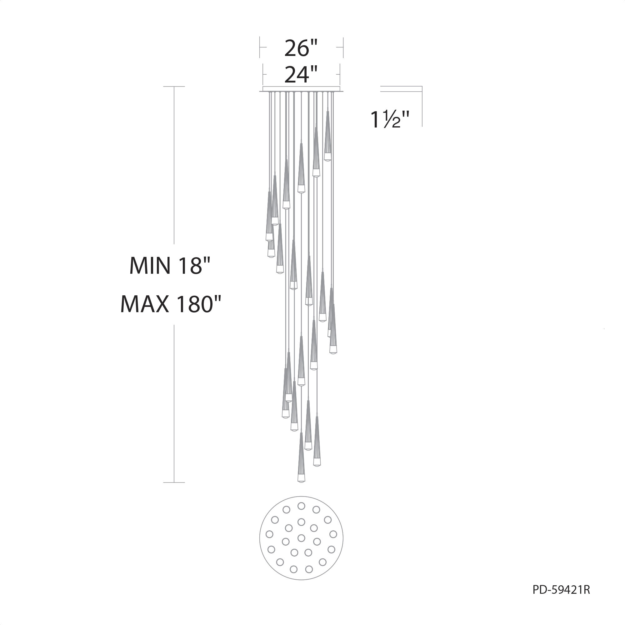 Quill LED 25 inch Chrome Multi-Light Pendant Ceiling Light, dweLED