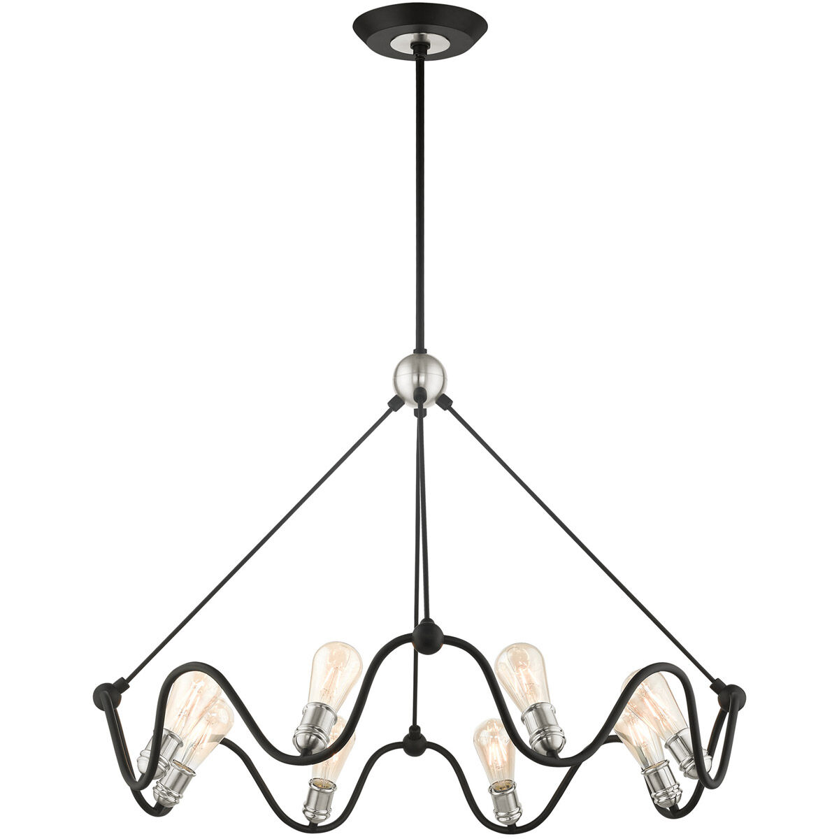 Archer 8 Light 36 inch Textured Black with Brushed Nickel Accents Chandelier Ceiling Light