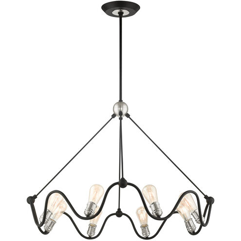 Archer 8 Light 36 inch Textured Black with Brushed Nickel Accents Chandelier Ceiling Light