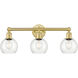 Athens 3 Light 24 inch Satin Gold Bath Vanity Light Wall Light in Clear