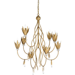 Wildwood 8 Light 30 inch Aged Gold Leaf/Clear Chandelier Ceiling Light
