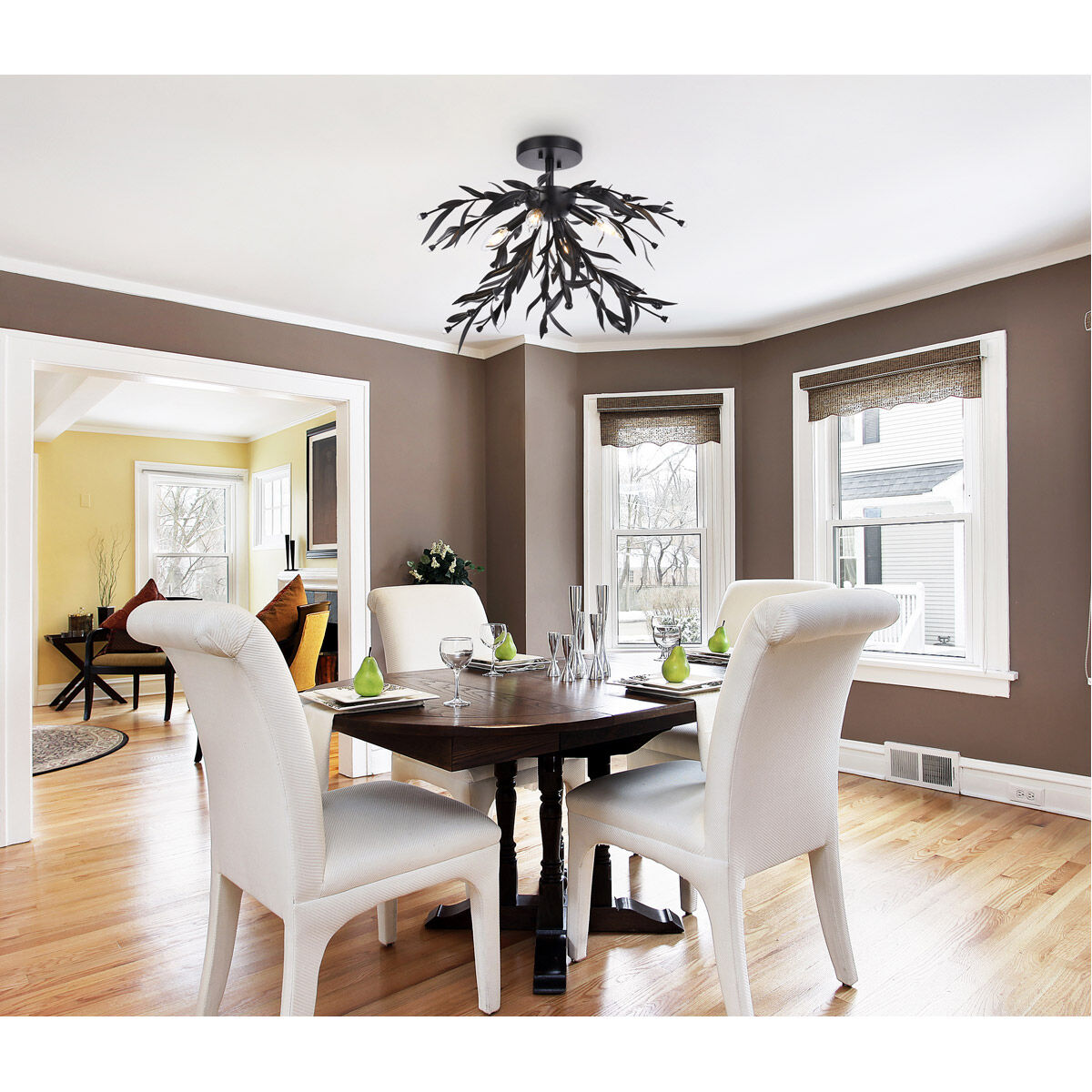 Priscilla 4 Light 23 inch Black Flush Mount Ceiling Light