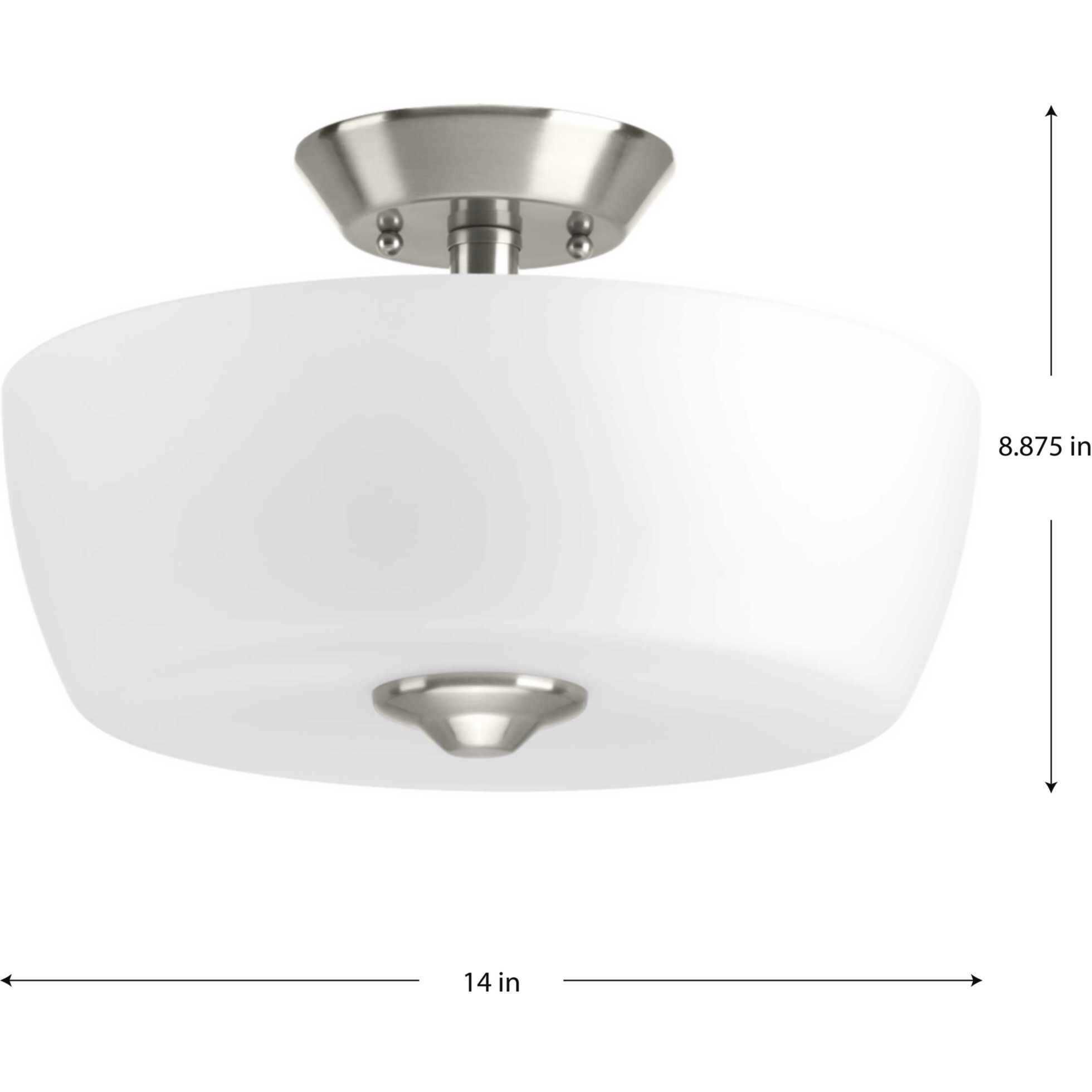 Leap 2 Light 14 inch Brushed Nickel Semi-Flush Mount Ceiling Light