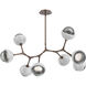 Cabochon LED 37.6 inch Burnished Bronze with White Marble Pendant Ceiling Light in Smoke, 2700K LED, Modern Branch