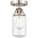 Nouveau 2 Dover LED 5 inch Brushed Satin Nickel Semi-Flush Mount Ceiling Light in Clear Glass