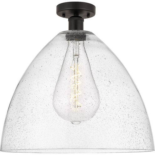 Edison Bristol Glass 1 Light 16 inch Oil Rubbed Bronze Semi-Flush Mount Ceiling Light in Seedy Glass