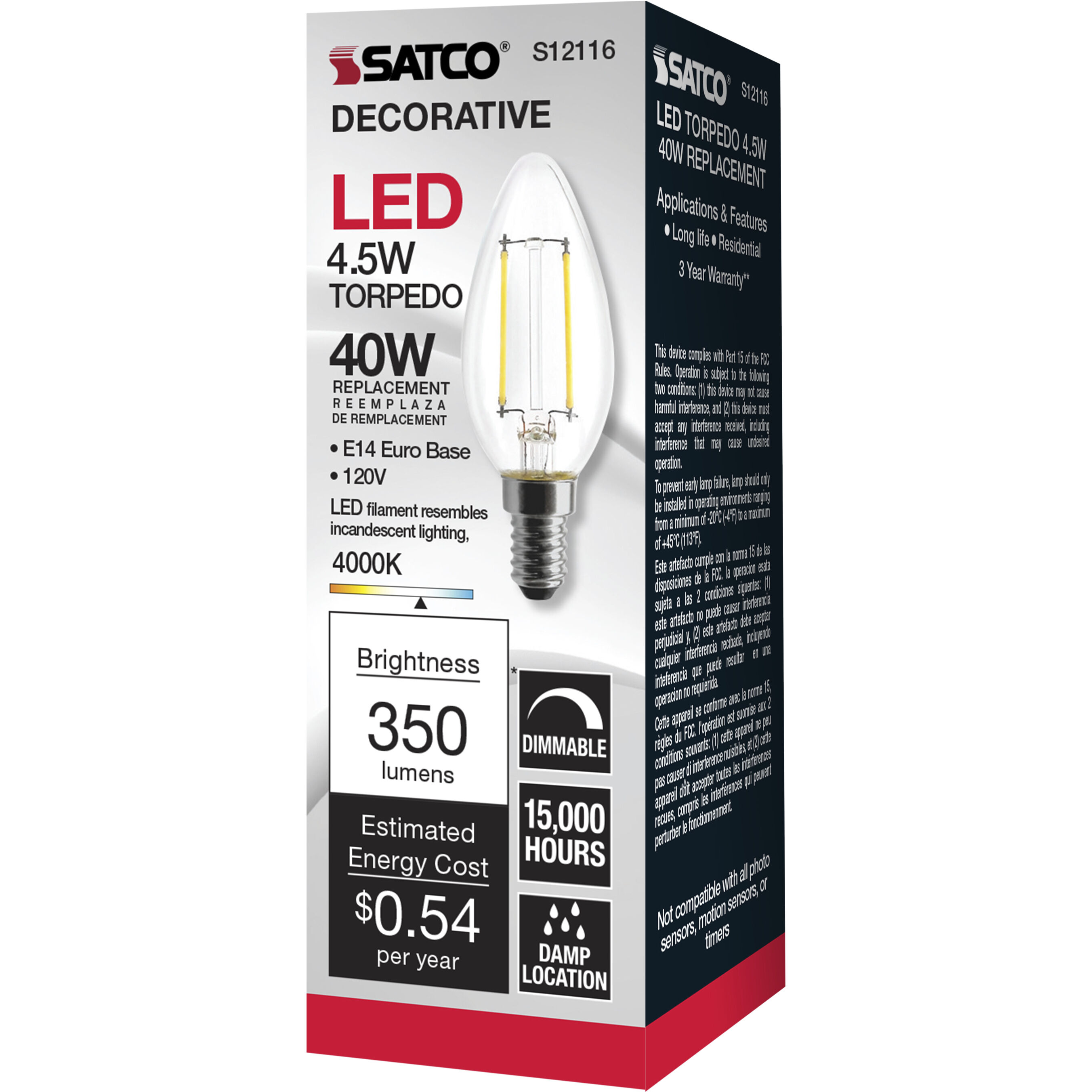 Lumos LED B11 4.50 watt 4000K Light Bulb