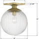 Orly 1 Light 10 inch Aged Brass Semi Flush Ceiling Light