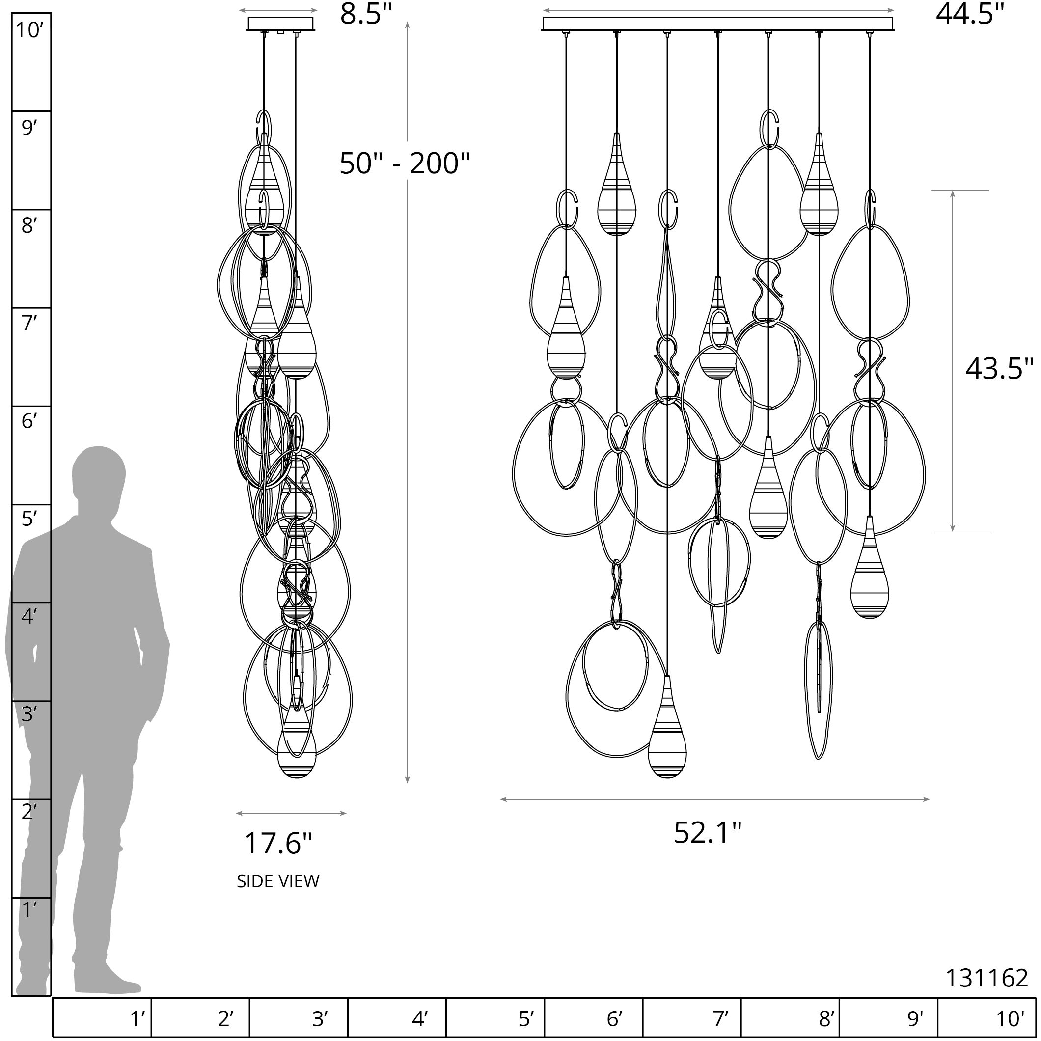 Lyric 7 Light 52.1 inch White Linear Pendant Ceiling Light
