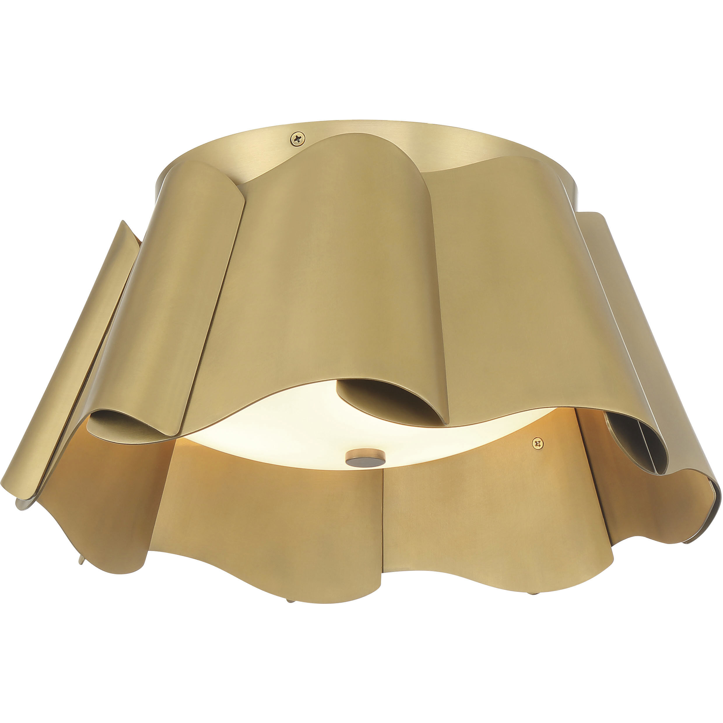 Waveform 3 Light 14 inch Legacy Brass Flush Mount Ceiling Light