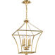 Broche 4 Light 16 inch Antique Gold Lantern Chandelier Ceiling Light