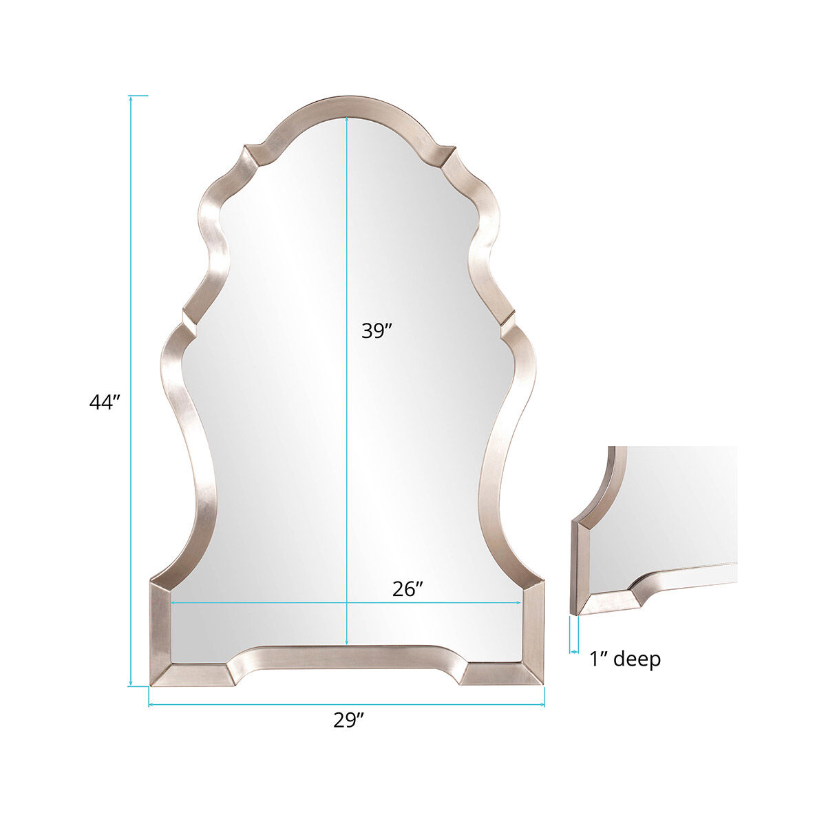 Nadia 44 X 29 inch Bright Silver Leaf Wall Mirror