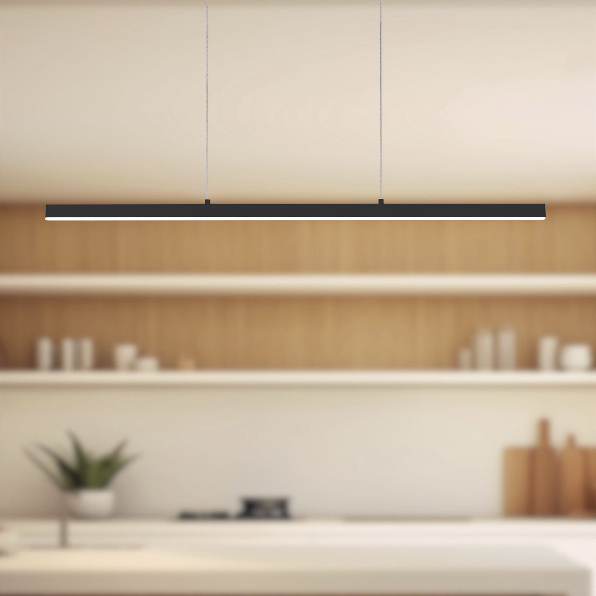 Vega Linear Pendant Ceiling Light in Black