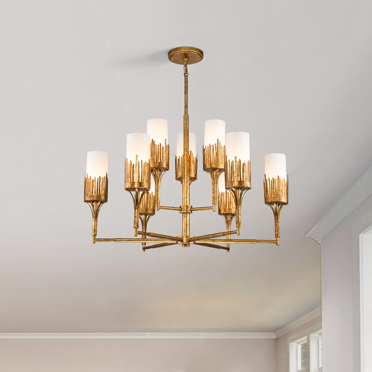 Sawgrass 9 Light 31.75 inch Gold Leaf Chandelier Ceiling Light
