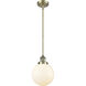 Franklin Restoration Beacon LED 8 inch Antique Brass Mini Pendant Ceiling Light in Matte White, Franklin Restoration
