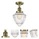 Franklin Restoration Bullet LED 7 inch Antique Brass Semi-Flush Mount Ceiling Light in Seedy Glass