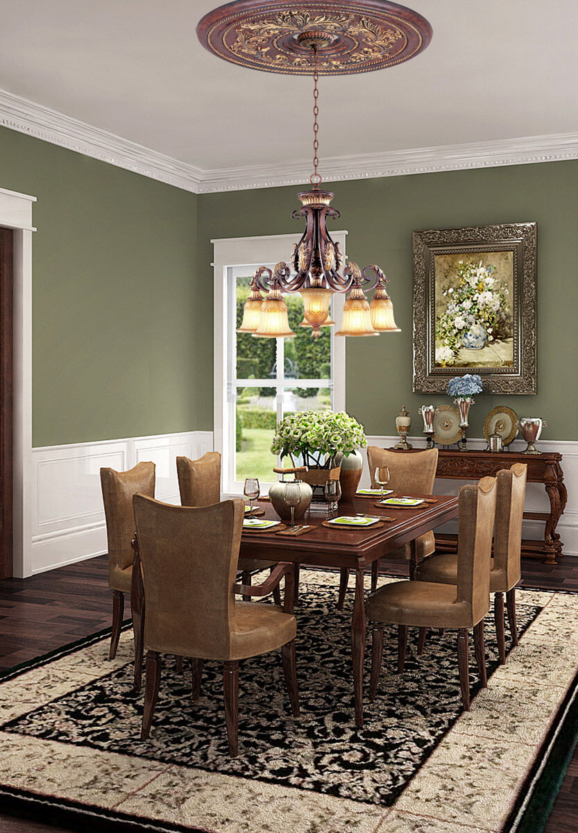 Villa Verona 6 Light 27 inch Verona Bronze with Aged Gold Leaf Accents Chandelier Ceiling Light