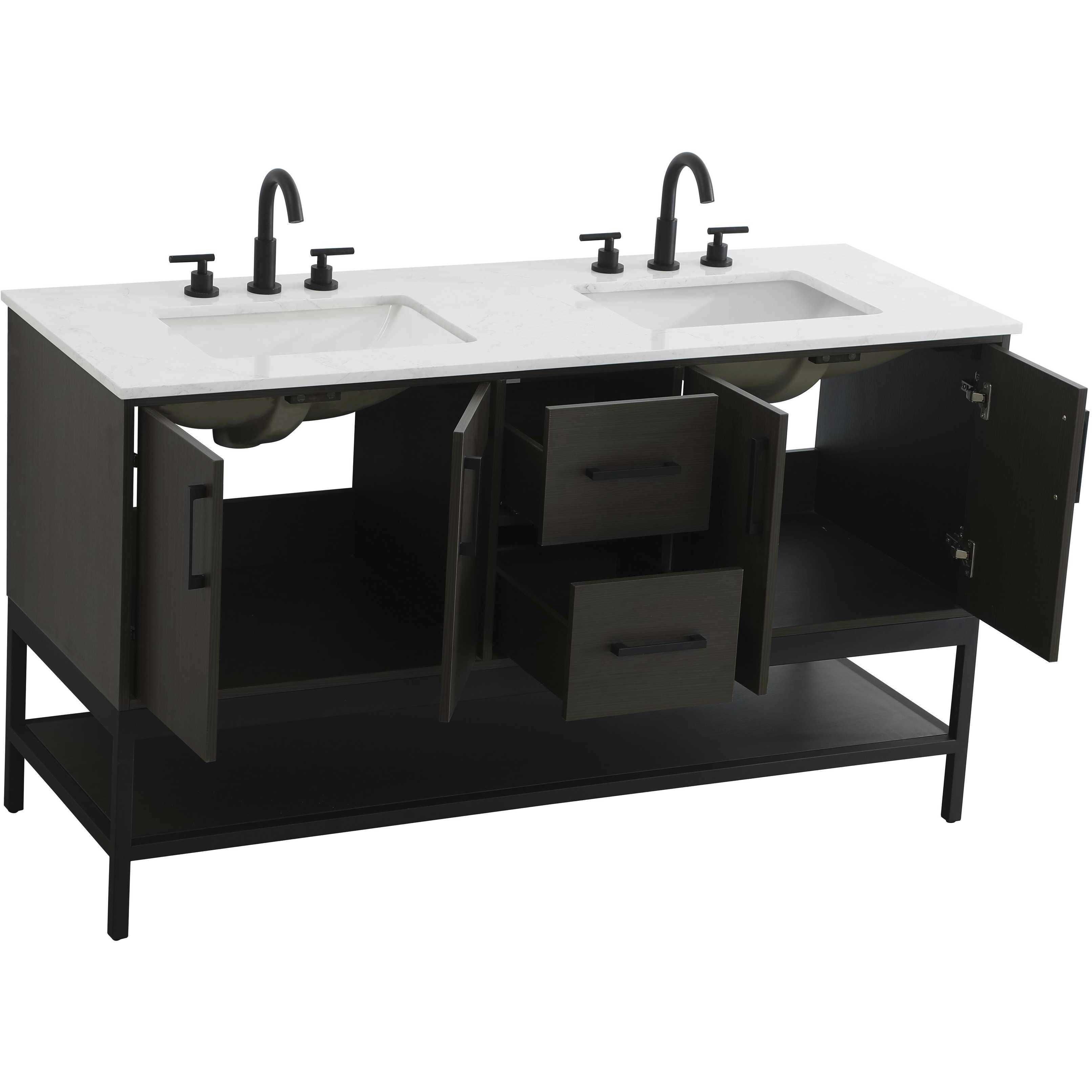 Lennox 60 X 34 inch Mocha Brown Bathroom Vanity Cabinet