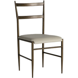 Ward Brushed Brass / White Leather Dining Chair
