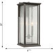 Audley 2 Light 20 inch Antique Bronze Outdoor Wall Lantern in Clear Glass, Large