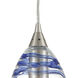 Vines 1 Light 5 inch Satin Nickel Mini Pendant Ceiling Light in Clear and Blue Swirl Glass