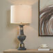 Cameron 32 inch 100.00 watt Malta Black and Silver Table Lamp Portable Light