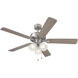 Stellant 52 inch Brushed Nickel with Reversible Silver/Pearl Gray Blades Indoor/Covered Outdoor Ceiling Fan