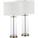 Saco 27.75 inch 100.00 watt Satin Brass and Clear Table Lamps Portable Light, Set of 2