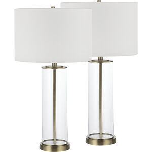 Saco 27.75 inch 100.00 watt Satin Brass and Clear Table Lamps Portable Light, Set of 2