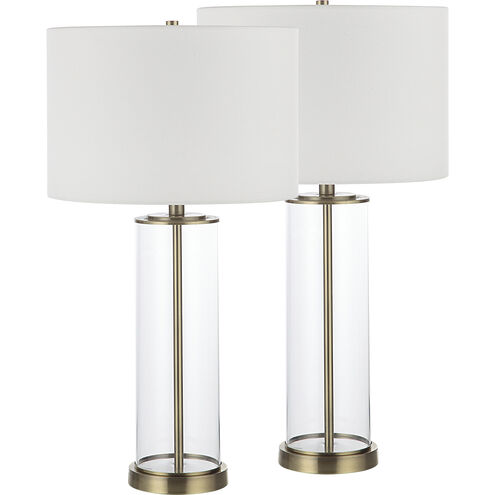 Saco 27.75 inch 100.00 watt Satin Brass and Clear Table Lamps Portable Light, Set of 2