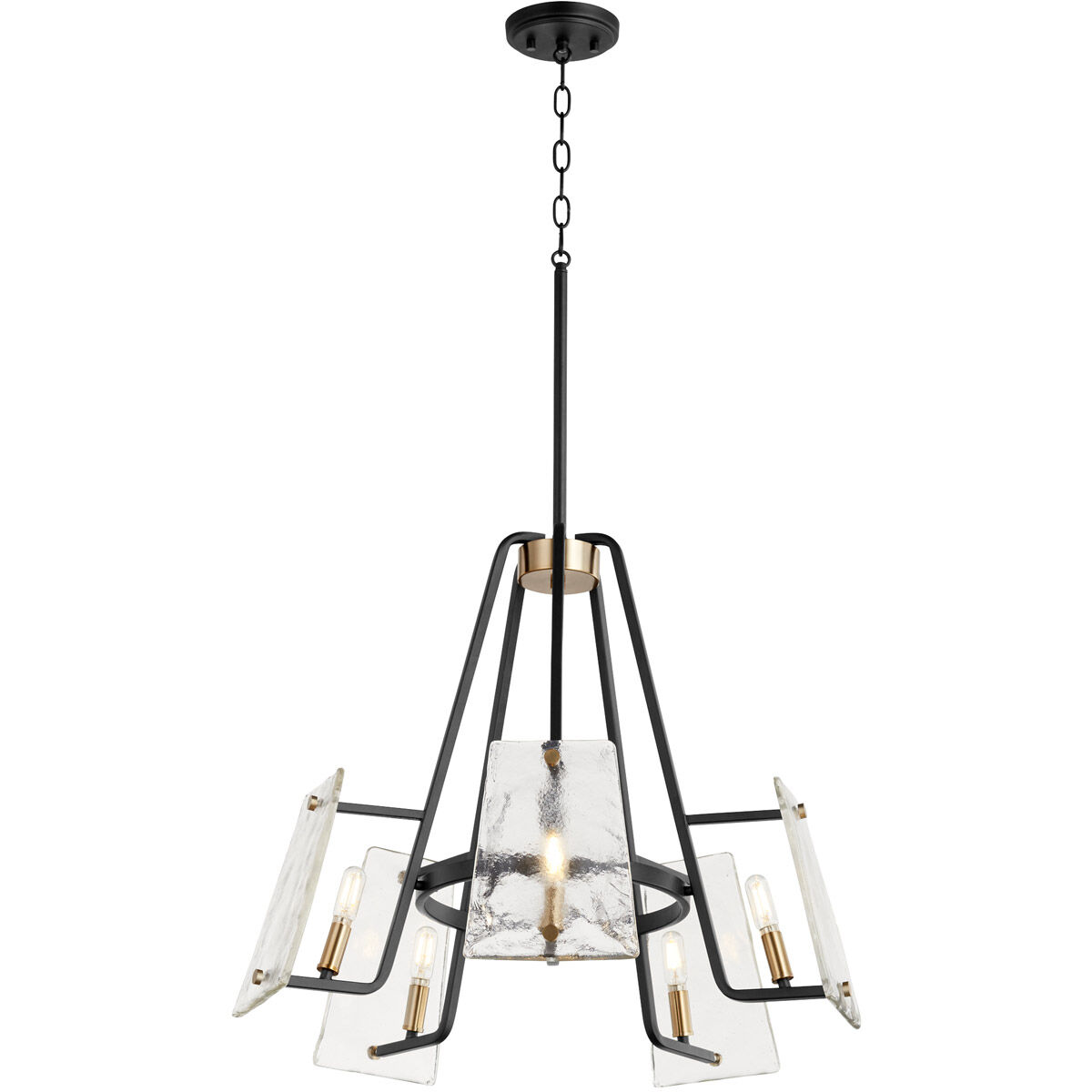 Tioga 5 Light 25 inch Noir with Aged Brass Chandelier Ceiling Light