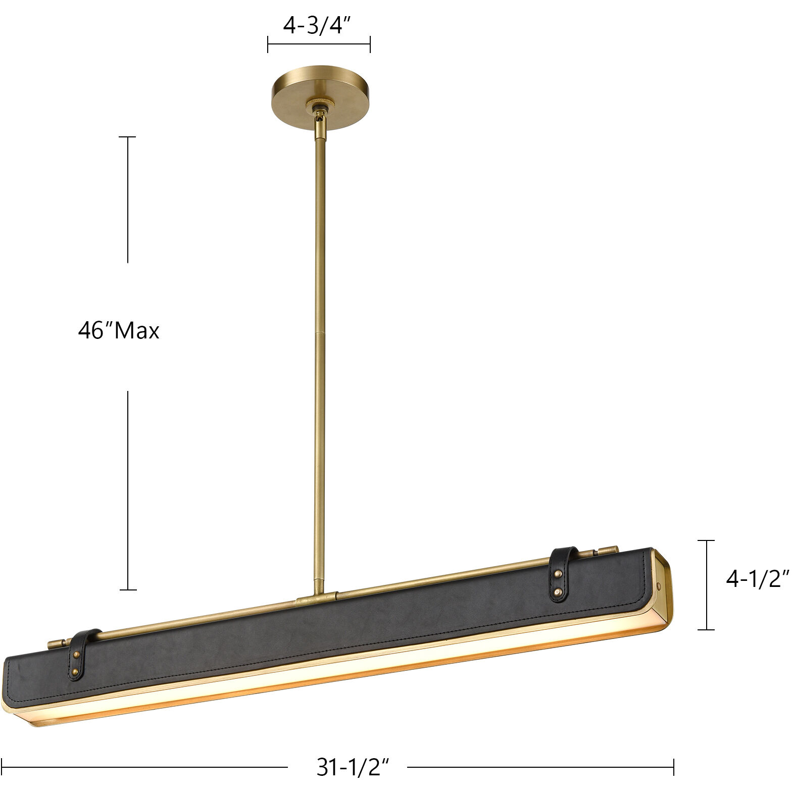 Valise Pendant Ceiling Light in Vintage Brass and Tuxedo Leather