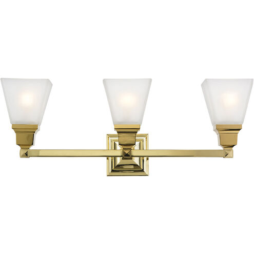Mission 3 Light 25 inch Polished Brass Bath Vanity Wall Light