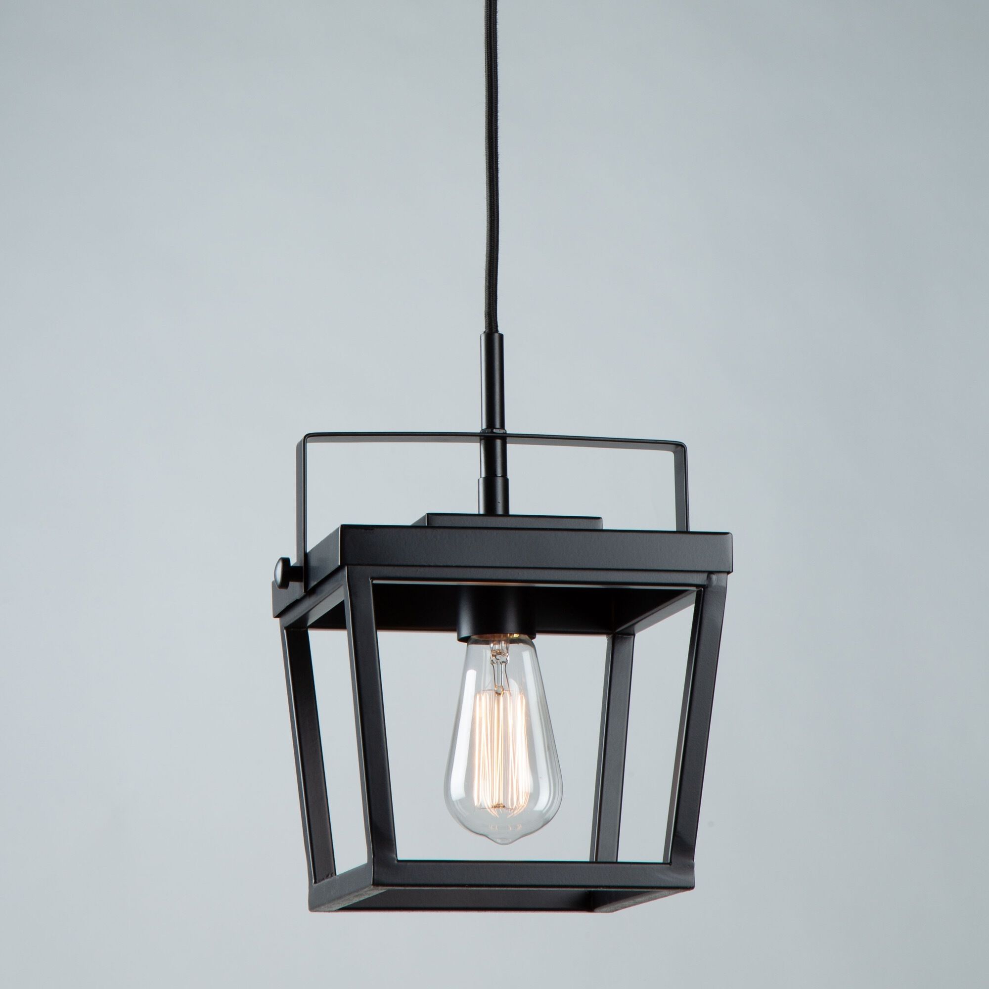 Carriage 1 Light 7.7 inch Black Down Pendant Ceiling Light