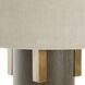 Bronx 29 inch Brushed Antique Brass and Dark Brown Leather with Beige Linen Table Lamp Portable Light