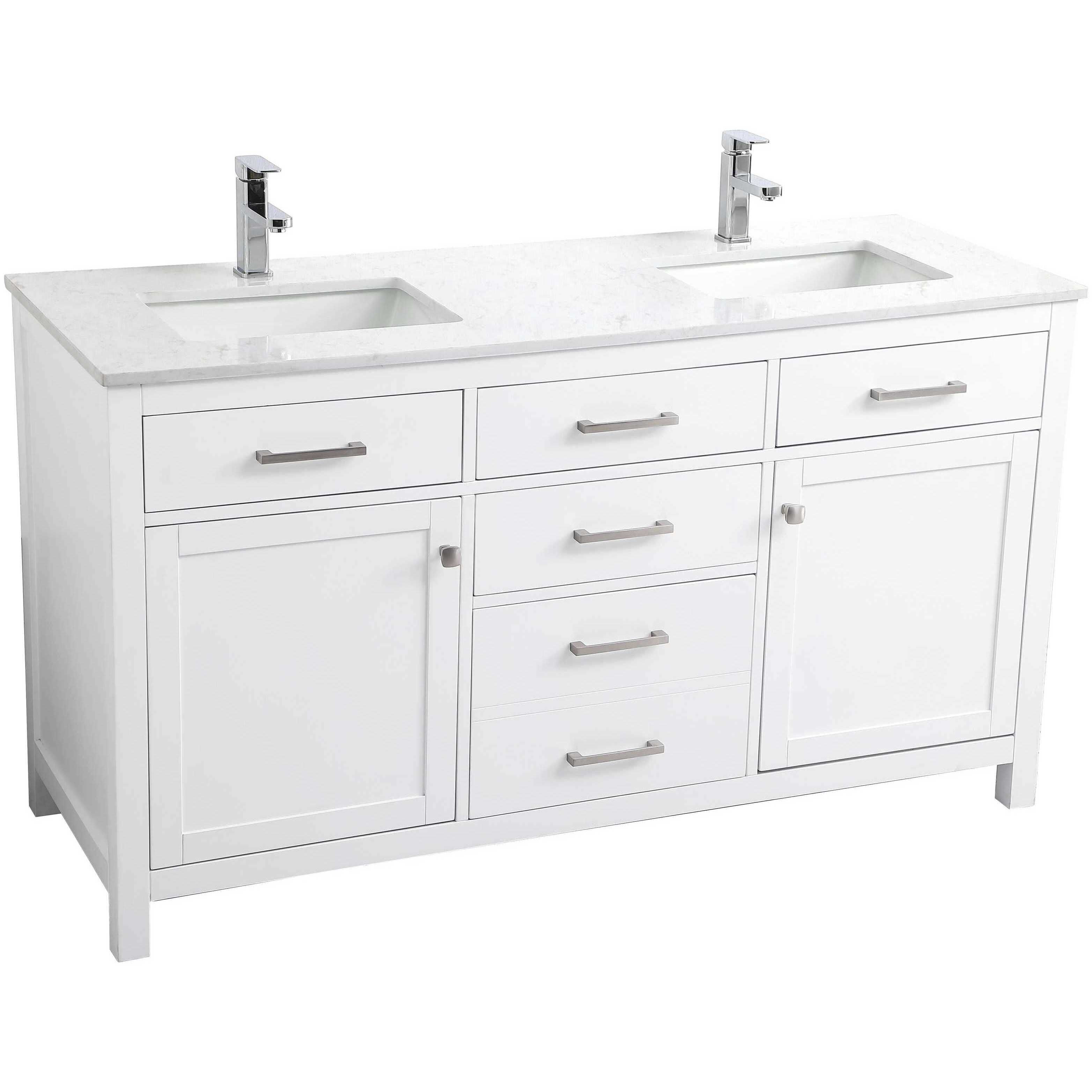 Lewis 60 X 22 X 34 inch White Vanity Sink Set