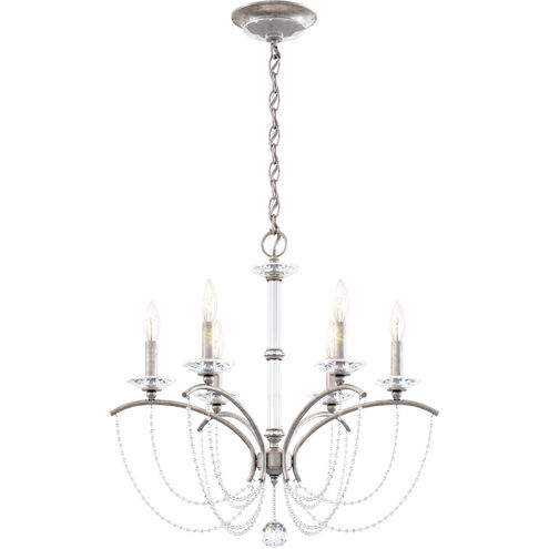 Priscilla 6 Light Antique Silver Chandelier Ceiling Light in Optic, Adjustable Height