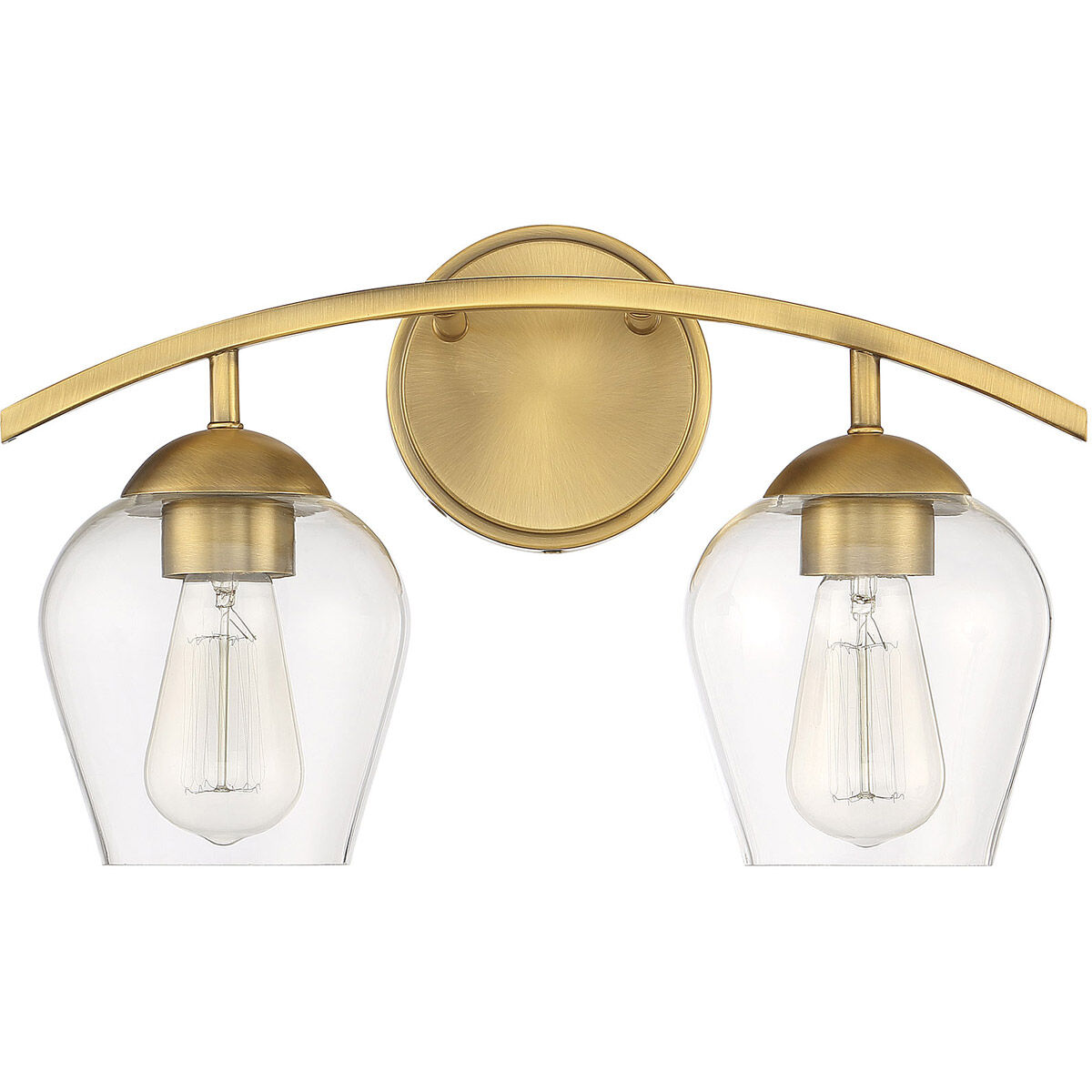 Transitional 2 Light 16 inch Natural Brass Bathroom Vanity Light Wall Light