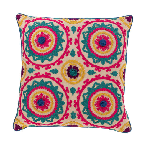 Khavi 22 X 22 inch Bright Pink/Denim/Teal/Bright Yellow Pillow Kit, Square